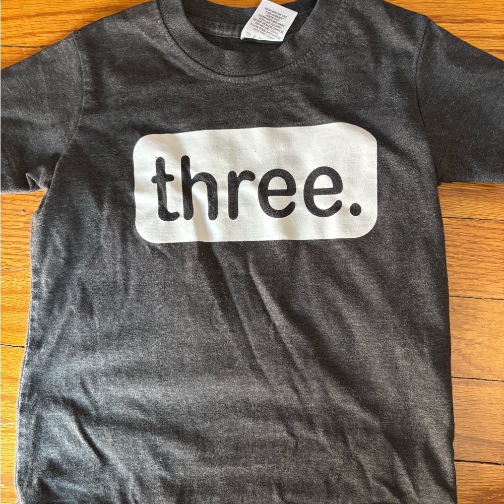 Kids 'three.' Graphic Tee - Black